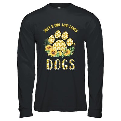 Just A Girl Who Loves Dogs And Sunflowers-T-Shirt & Hoodie-Long Sleeve T-Shirt-Black