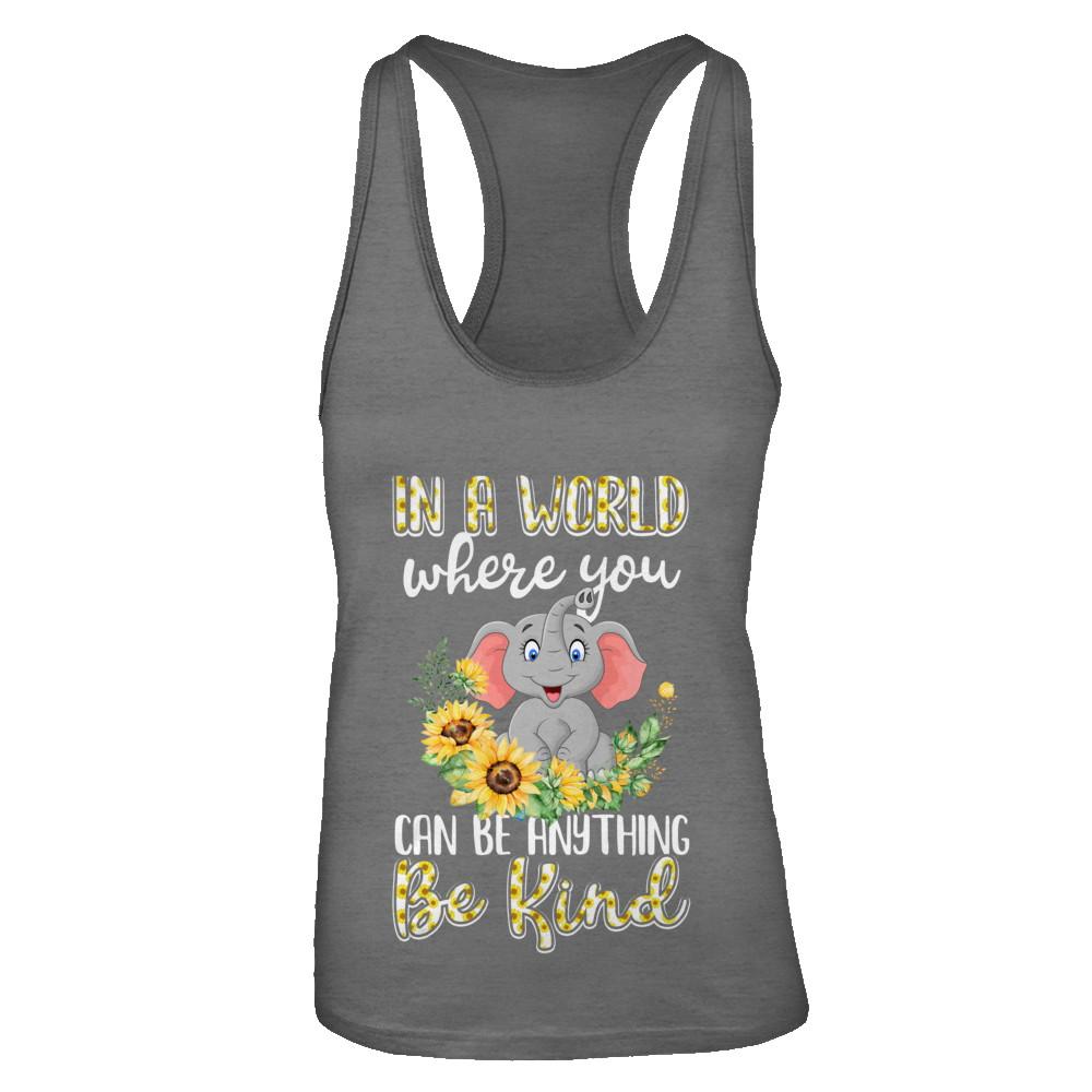 In World Where You Can Be Anything Be Kind Elephant-T-Shirt & Tank Top-Women's Ideal Racerback Tank-Dark Grey
