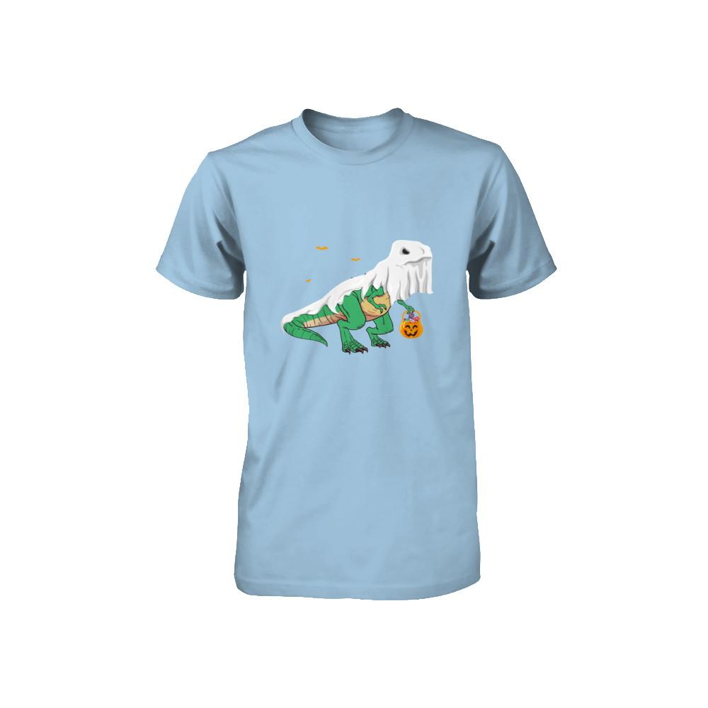 Halloween T Rex Dinosaur Ghost Trick Or Treat Youth-Youth Shirt-Toddler T-Shirt-Light Blue