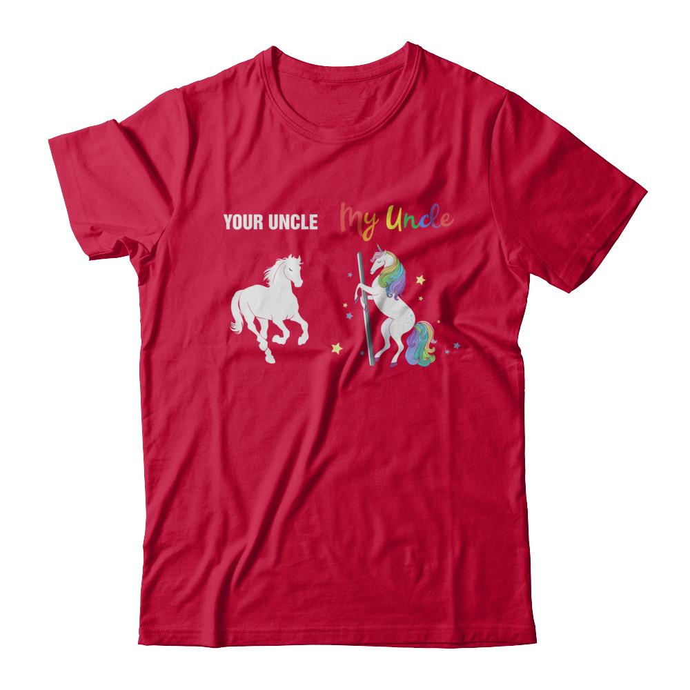 Your Uncle My Uncle Unicorn Funny LGBT Gay Pride-T-Shirt & Hoodie-Classic T-Shirt-Red