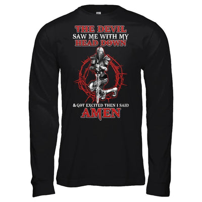 Warrior Woman The Devil Saw Me My Head Down Excited Said Amen-T-Shirt & Hoodie-Long Sleeve T-Shirt-Black