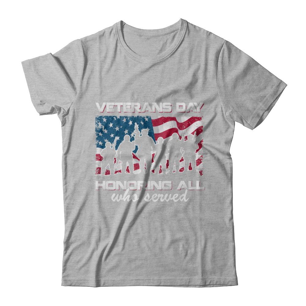 Vintage Patriotic Army Veterans Day Honoring All Who Reverd-T-Shirt & Hoodie-Premium T-Shirt-Heather Gray