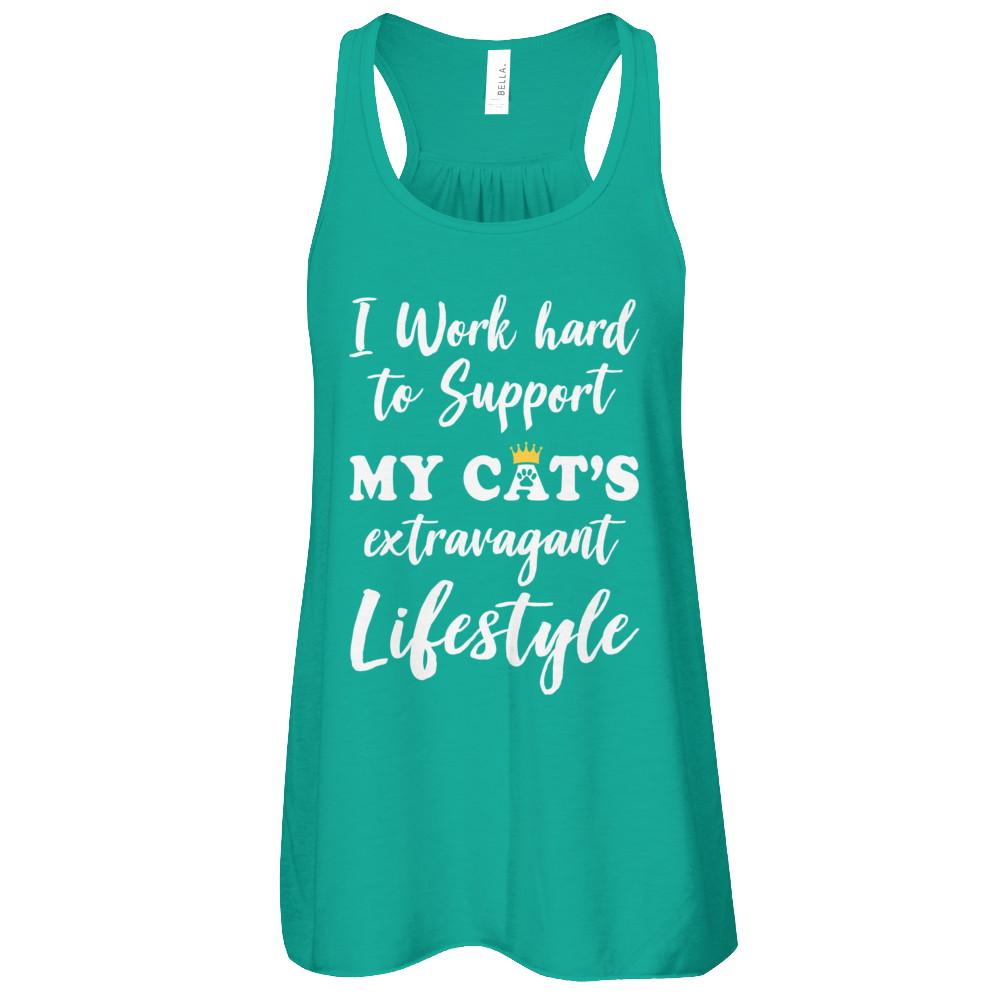 I Work Hard To Support My Cat's Extravagant Lifestyle-T-Shirt & Tank Top-Women's Flowy Racerback Tank-Kelly