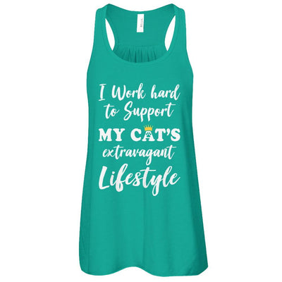 I Work Hard To Support My Cat's Extravagant Lifestyle-T-Shirt & Tank Top-Women's Flowy Racerback Tank-Kelly