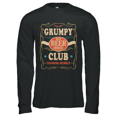 Grumpy Old Beer Drinkers Club Founding Member Fathers Day-T-Shirt & Hoodie-Long Sleeve T-Shirt-Black