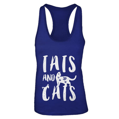Funny Cat Tats Cat Tattoos Lover-T-Shirt & Tank Top-Women's Ideal Racerback Tank-Royal