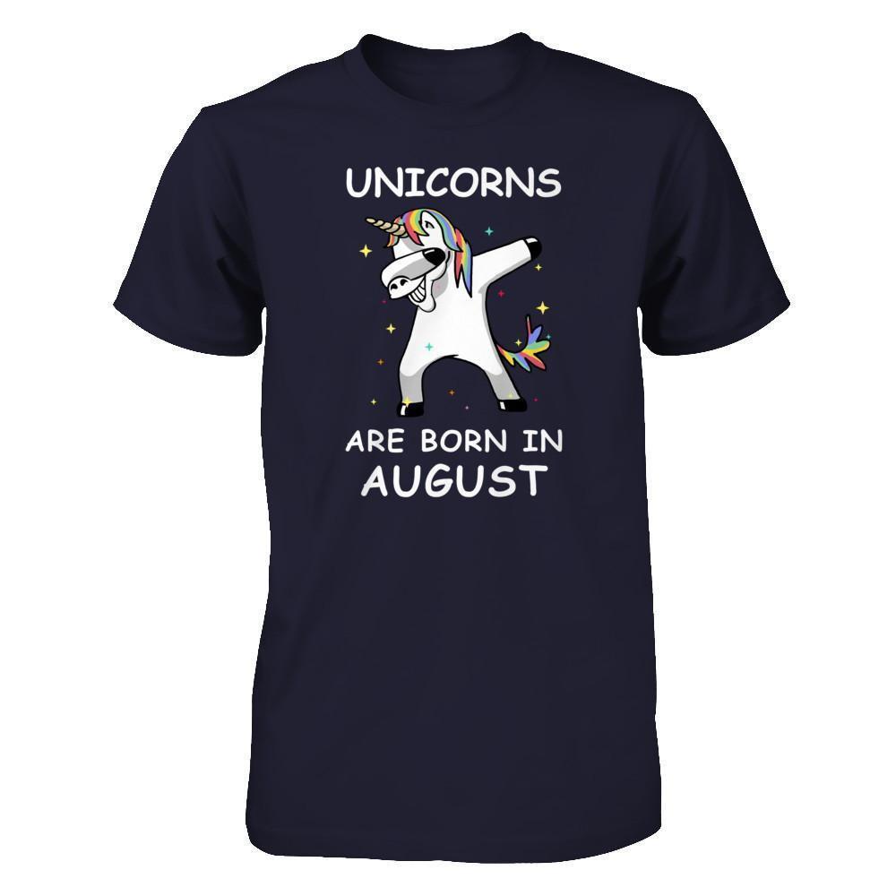 Unicorns Are Born In August Cute Dabbing-T-Shirt & Tank Top-Premium T-Shirt-Midnight Navy