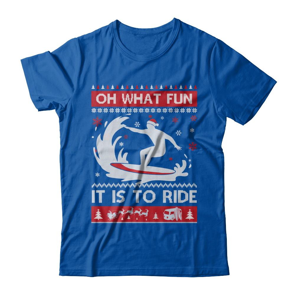 Oh What Fun It Is To Ride Sweater Christmas Surfing-T-Shirt & Sweatshirt-Premium T-Shirt-Royal