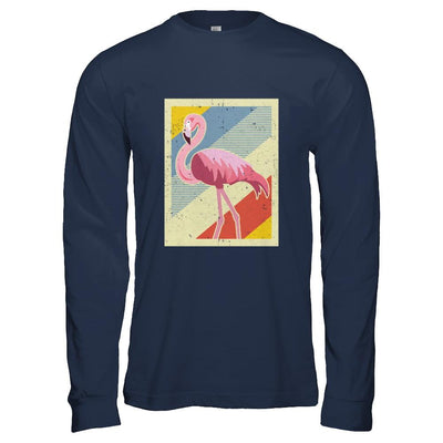 Distressed Vintage Flamingo Style-T-Shirt & Hoodie-Long Sleeve T-Shirt-Navy