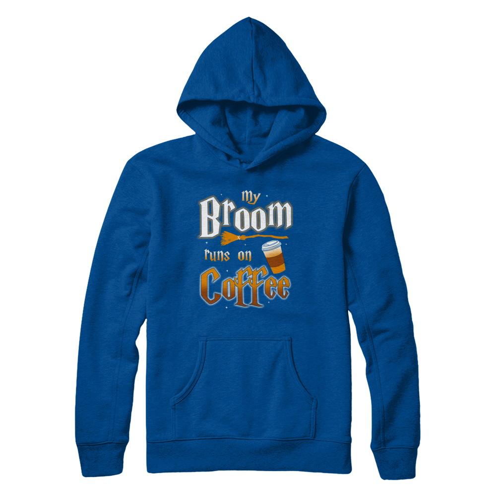 My Broom Runs On Coffee Halloween Witch Costume-T-Shirt & Hoodie-Pullover Hoodie-Deep Royal