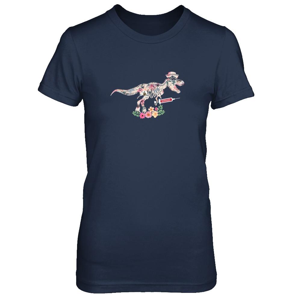 Nursing Nurse Saurus Dinosaur T-Rex-T-Shirt & Tank Top-Women's T-Shirt-Navy
