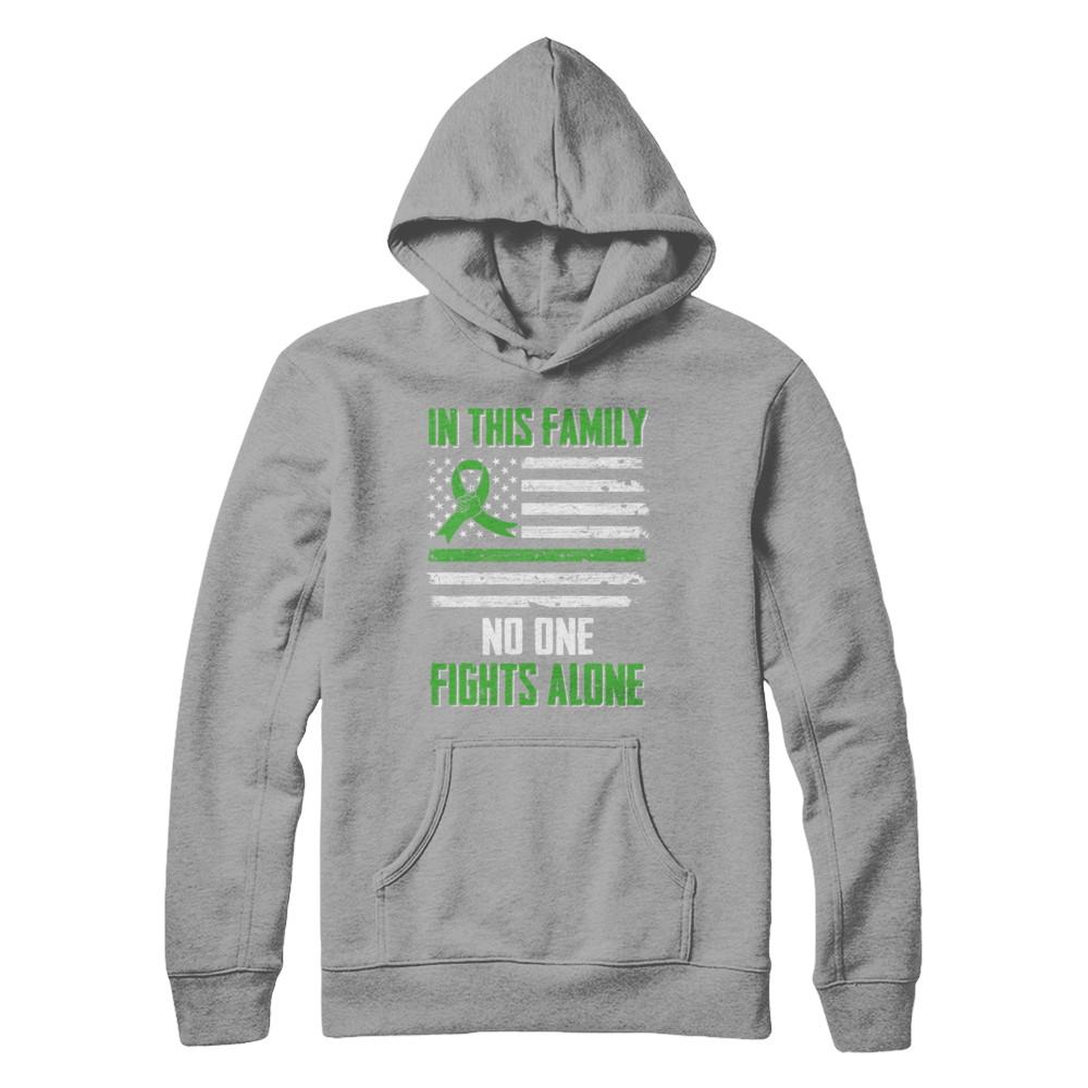 In This Family No One Fights Alone Liver Cancer Green-T-Shirt & Hoodie-Pullover Hoodie-Light Steel