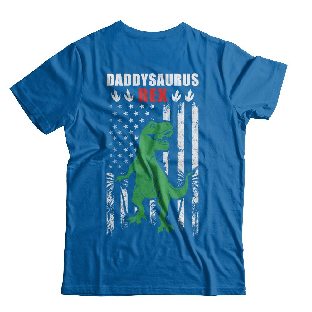 DaddySaurus Dad Dinosaur Rex American Flag Fathers Day-T-Shirt & Hoodie-Classic T-Shirt-Royal