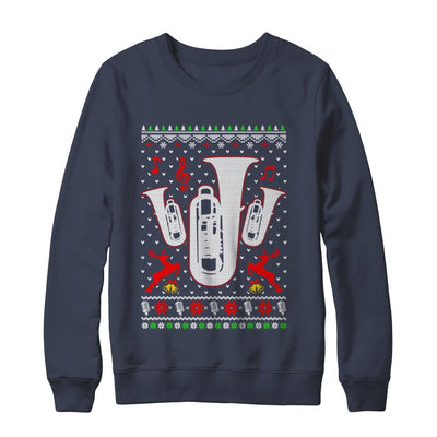 Santa Tuba Ugly Christmas Sweater Gifts-T-Shirt & Sweatshirt-Crewneck Sweatshirt-Navy