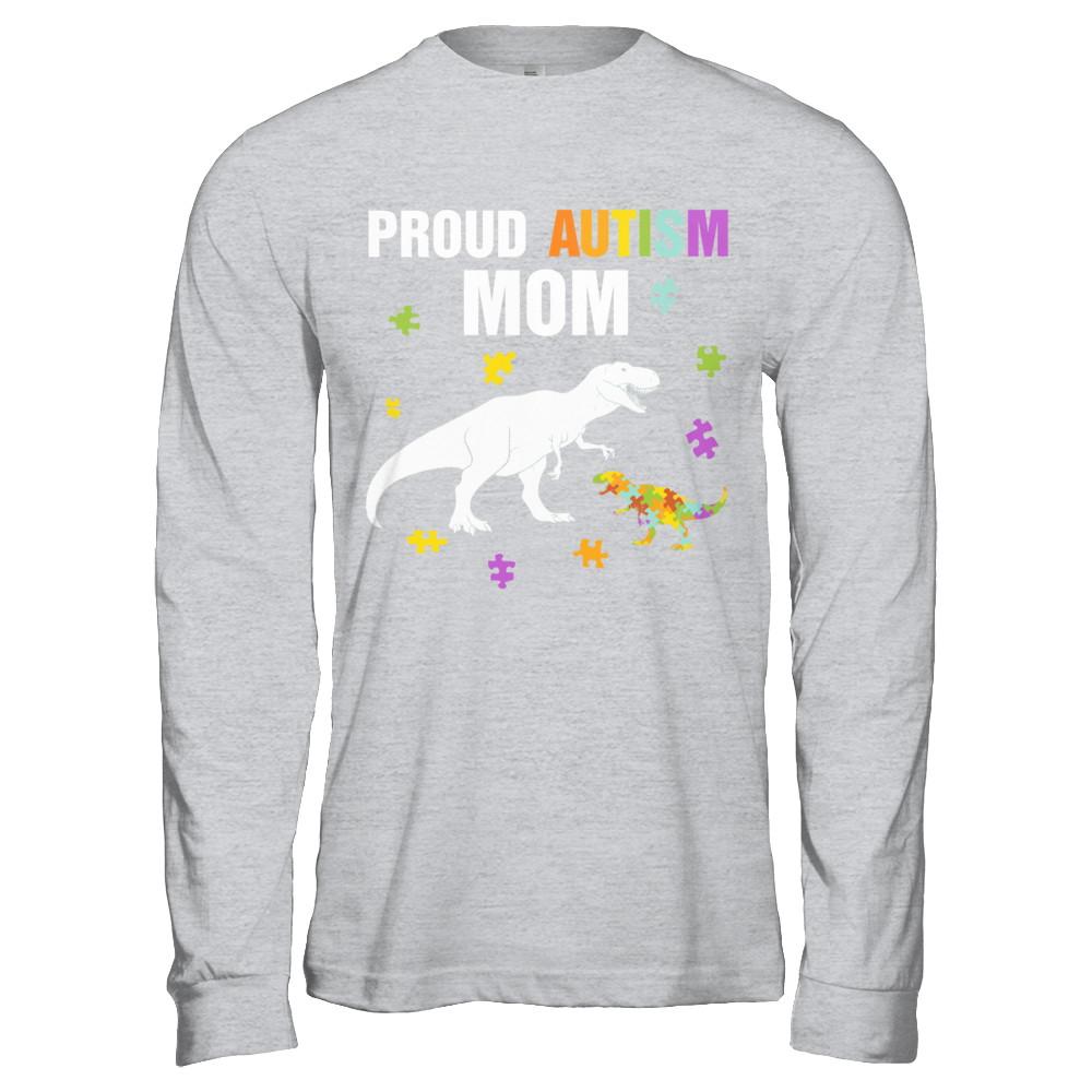 Proud Autism Mom T-Rex Dinosaur Autism Awareness-T-Shirt & Hoodie-