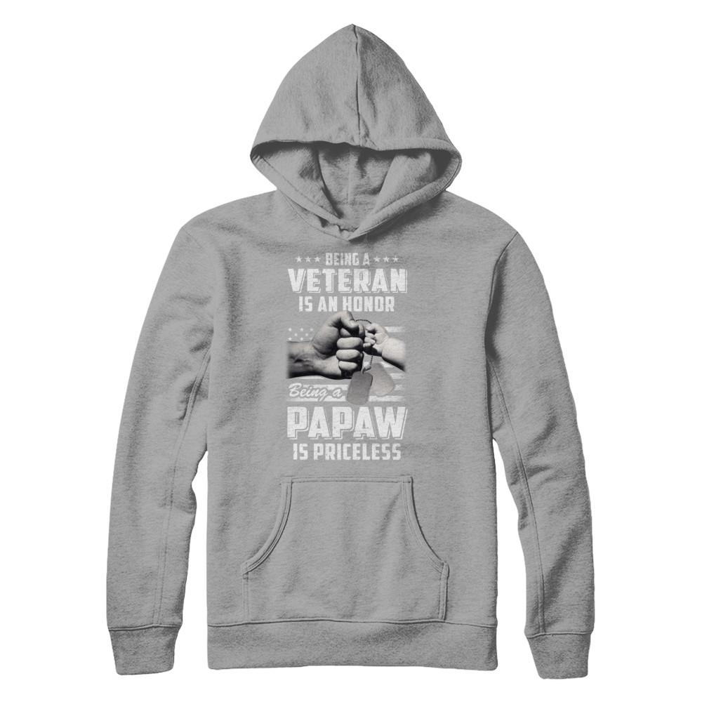 Being A Veteran Is An Honor Being A PaPaw Is Priceless-T-Shirt & Hoodie-Pullover Hoodie-Light Steel