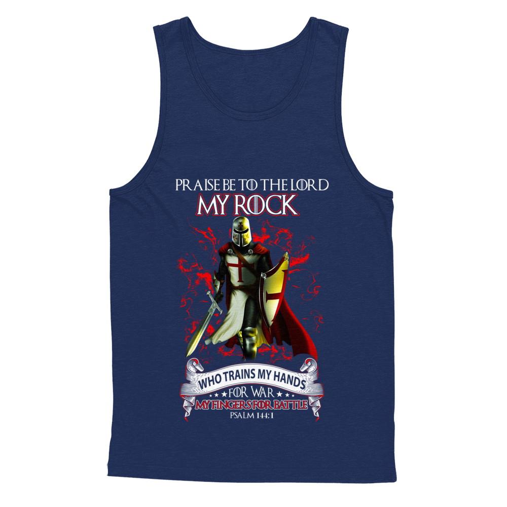 Praise The Lord My Rock Who Trains My Hands For War-T-Shirt & Hoodie-Unisex Tank-Navy