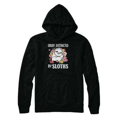 Easily Distracted By Sloths-T-Shirt & Tank Top-Pullover Hoodie-Black
