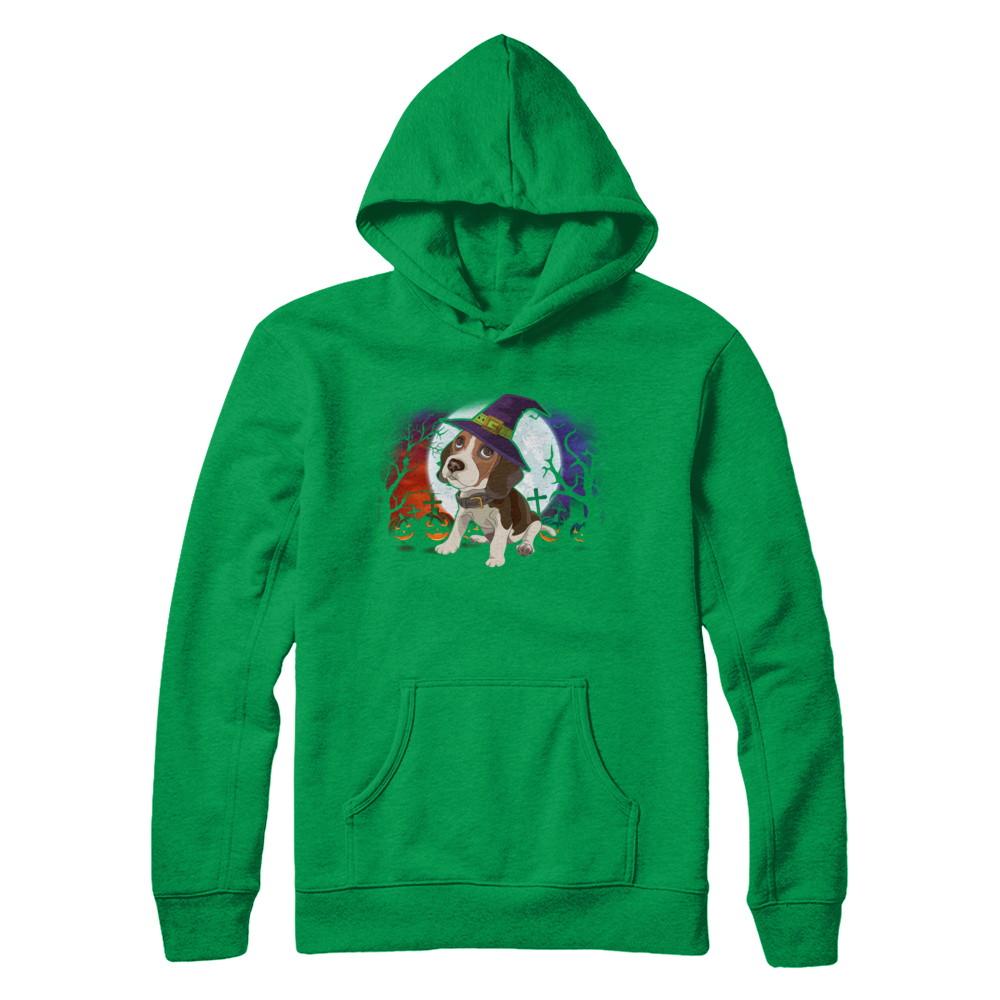 Cute Halloween Beagle Puppy Pumpkins-T-Shirt & Sweatshirt-Pullover Hoodie-Irish Green