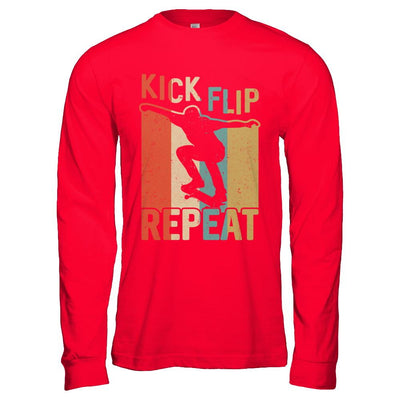 Kick Flip Skateboarding Repeat Vintage Skate-T-Shirt & Hoodie-Long Sleeve T-Shirt-Red
