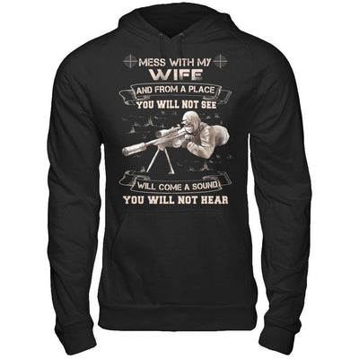 Mess With My Wife And From A Place You Will Not See-T-Shirt & Hoodie-Pullover Hoodie-Black