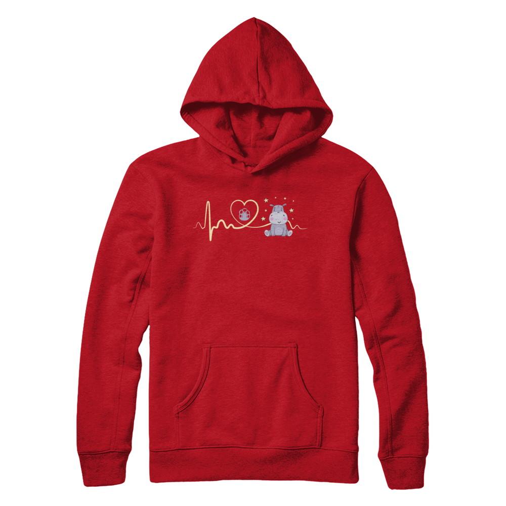 Hippo Cute Preemie Baby Heartbeat-T-Shirt & Sweatshirt-Pullover Hoodie-Red