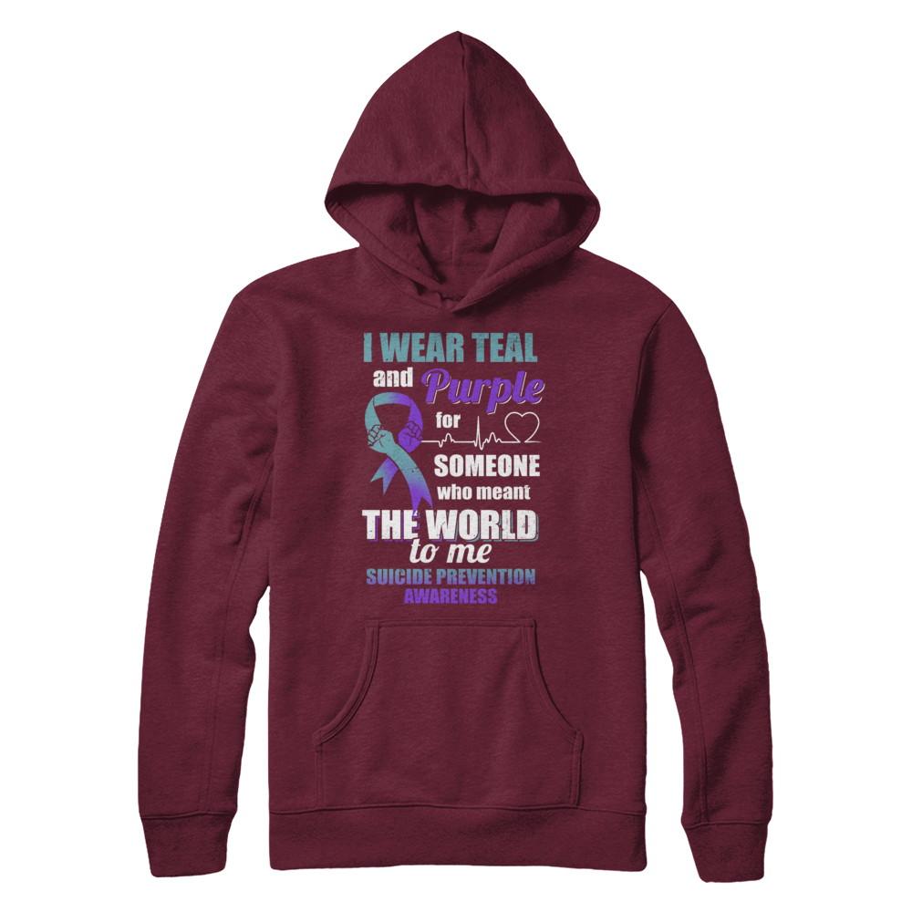 I Wear Teal And Purple For Someone Suicide Prevention Awareness-T-Shirt & Hoodie-Pullover Hoodie-Maroon