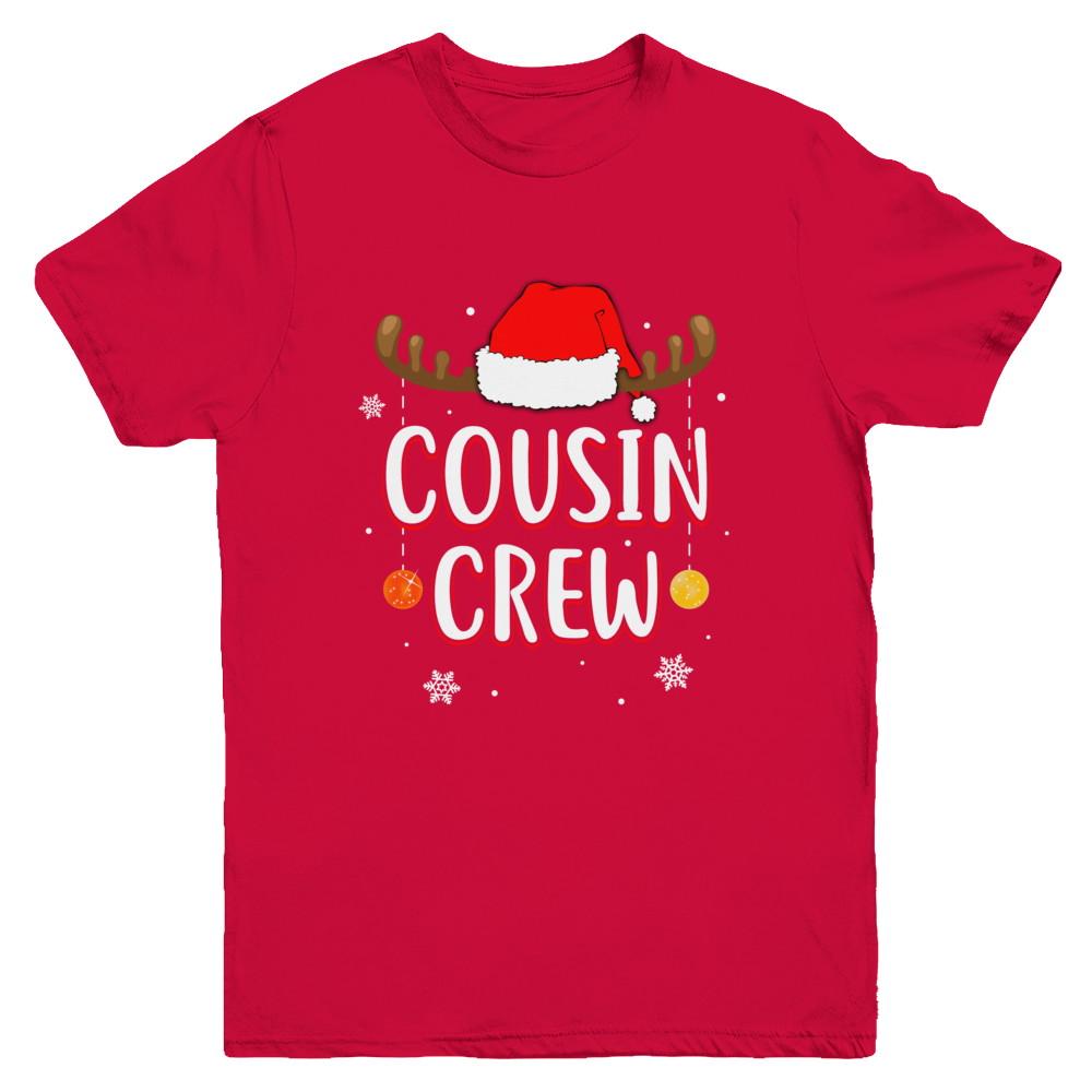 Cousin Crew Reindeer Matching Family Christmas Youth-Youth Shirt-Youth T-Shirt-Red