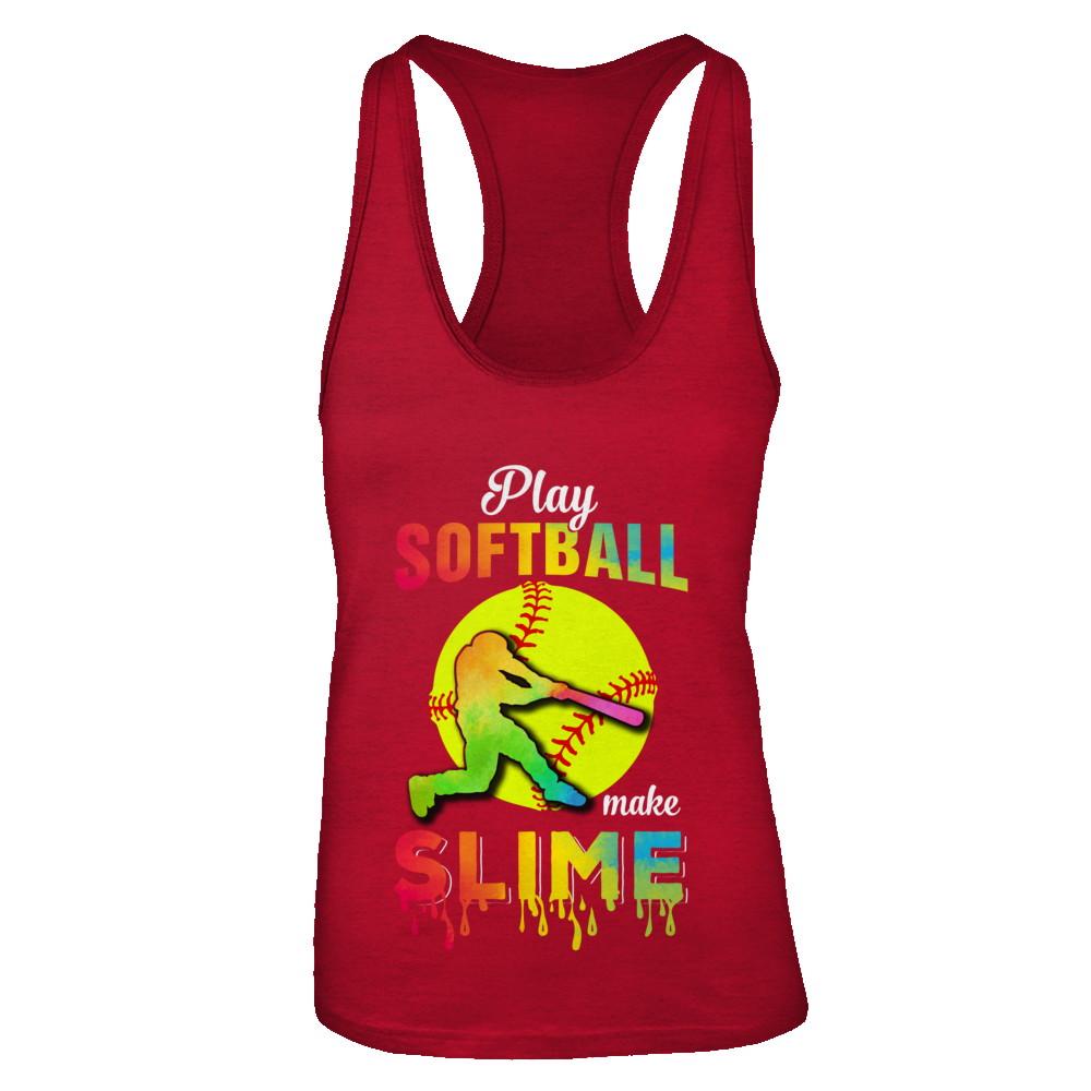 Play Softball Make Slime Watercolor For Girl Women-T-Shirt & Tank Top-Women's Ideal Racerback Tank-Red