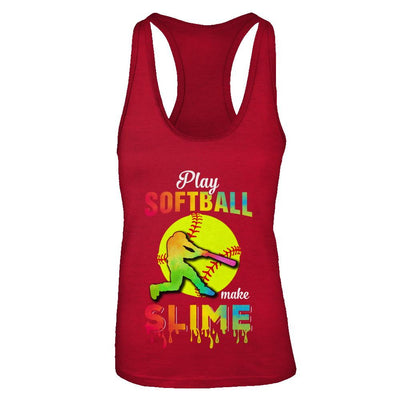 Play Softball Make Slime Watercolor For Girl Women-T-Shirt & Tank Top-Women's Ideal Racerback Tank-Red