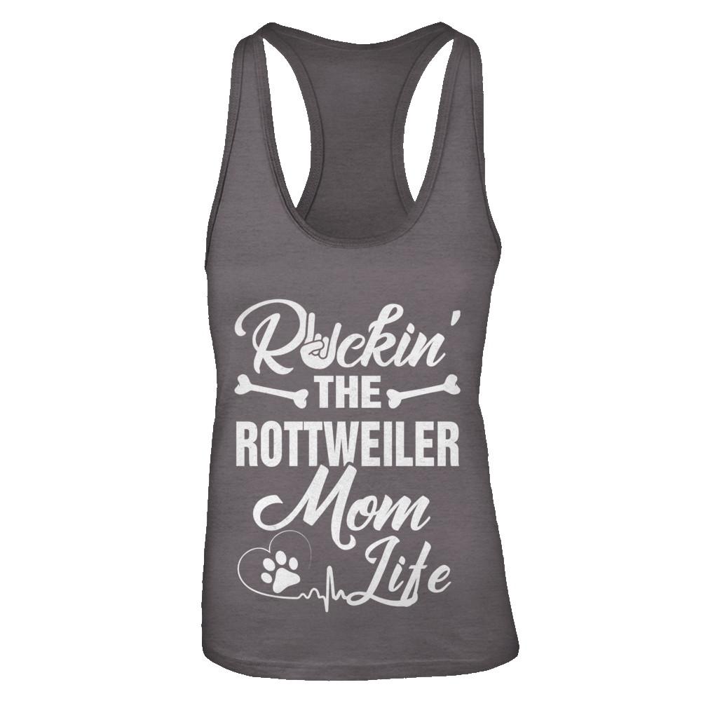 Rockin The Rottweiler Mom Life-T-Shirt & Tank Top-Women's Ideal Racerback Tank-Dark Grey