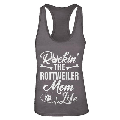Rockin The Rottweiler Mom Life-T-Shirt & Tank Top-Women's Ideal Racerback Tank-Dark Grey