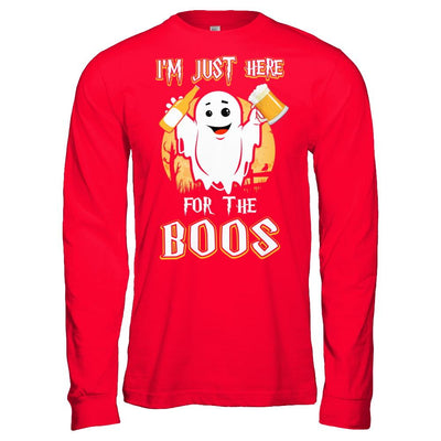 I'm Just Here For The Boos Halloween Beer-T-Shirt & Hoodie-Long Sleeve T-Shirt-Red