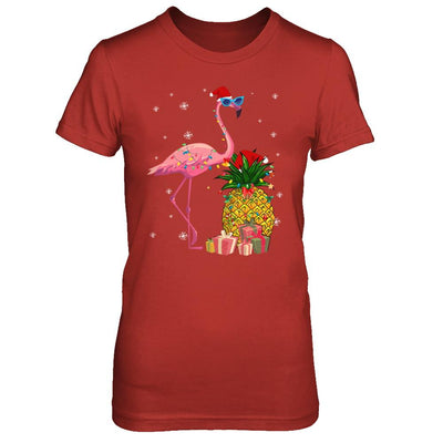 Santa Flamingo Hawaiian Pineapple Christmas Gifts-T-Shirt & Sweatshirt-Women's T-Shirt-Red