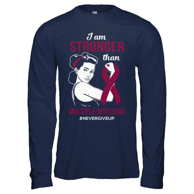 I Am Stronger Than Multiple Myeloma Awareness Support-T-Shirt & Hoodie-Long Sleeve T-Shirt-Navy