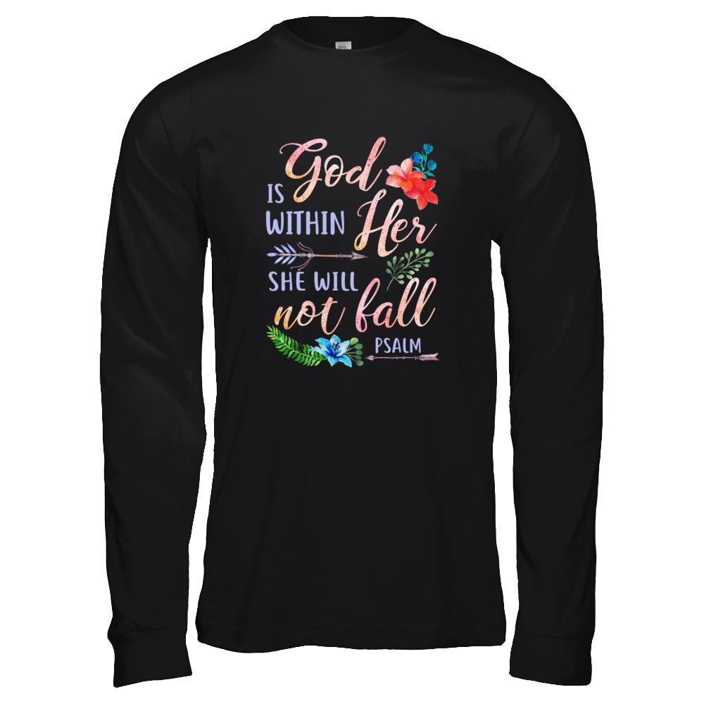 God Is Within Her She Will Not Fail Christian-T-Shirt & Tank Top-Long Sleeve T-Shirt-Black
