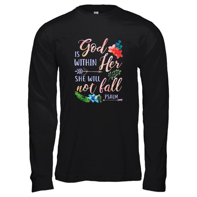 God Is Within Her She Will Not Fail Christian-T-Shirt & Tank Top-Long Sleeve T-Shirt-Black