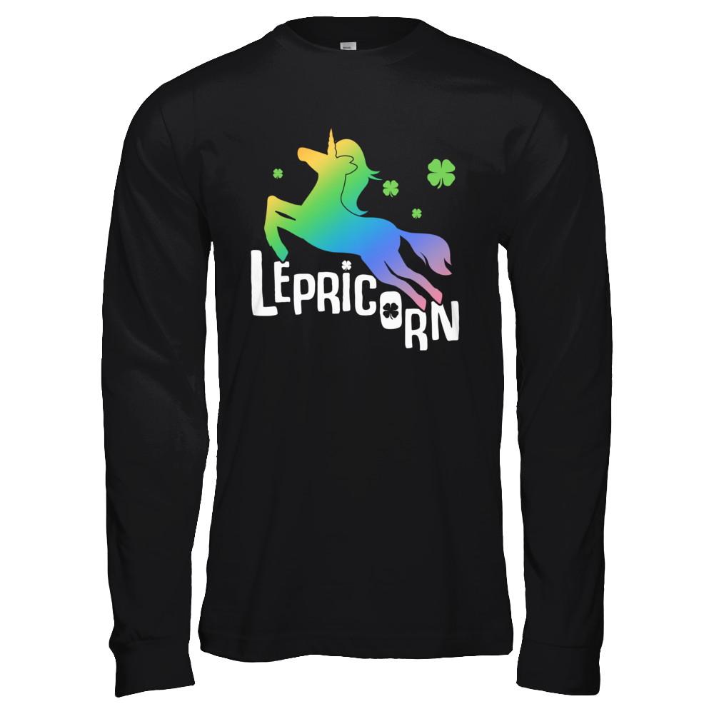 Lepricorn Funny St. Patrick's Day Unicorn Leprechaun-T-Shirt & Hoodie-Long Sleeve T-Shirt-Black