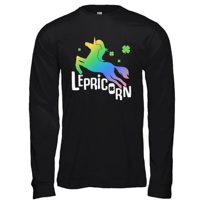 Lepricorn Funny St. Patrick's Day Unicorn Leprechaun-T-Shirt & Hoodie-Long Sleeve T-Shirt-Black