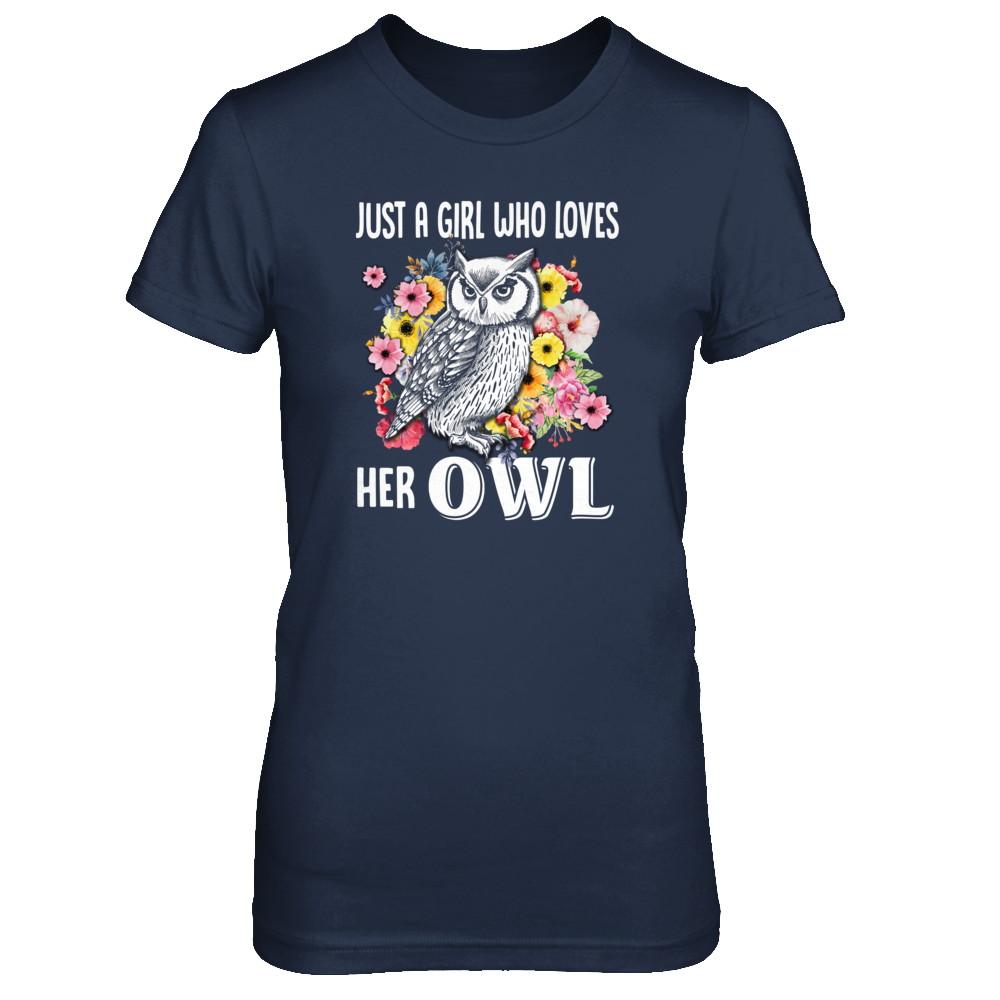 Just A Girl Who Loves Her Owl-T-Shirt & Tank Top-Women's T-Shirt-Navy