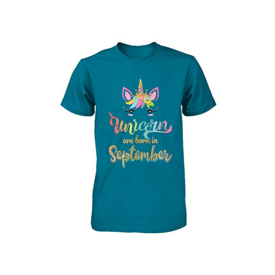 Cute Unicorns Are Born In September Birthday Gift Youth-Youth Shirt-