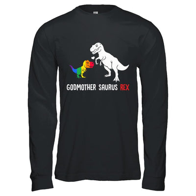 Godmother Saurus T-Rex Dinosaur Gift LGBT Support-T-Shirt & Hoodie-Long Sleeve T-Shirt-Black