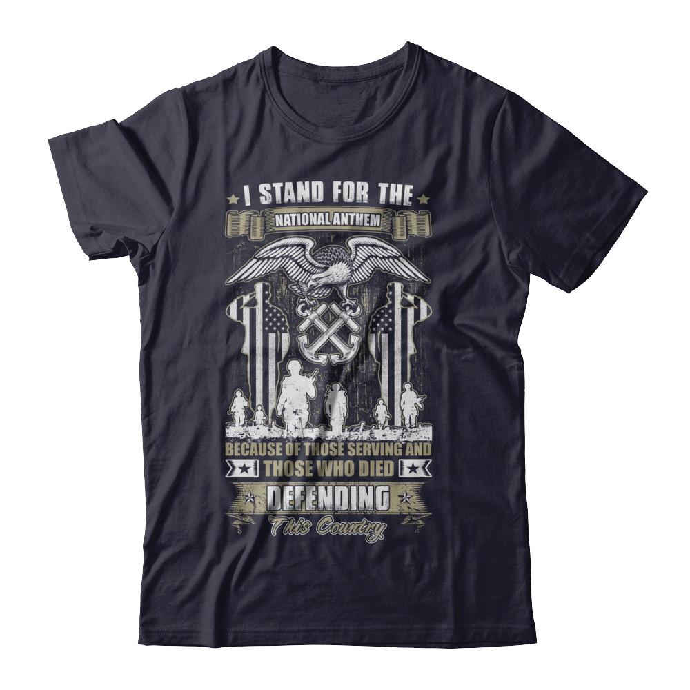 I Stand National Anthem Who Died defending this country-T-Shirt & Hoodie-Premium T-Shirt-Midnight Navy