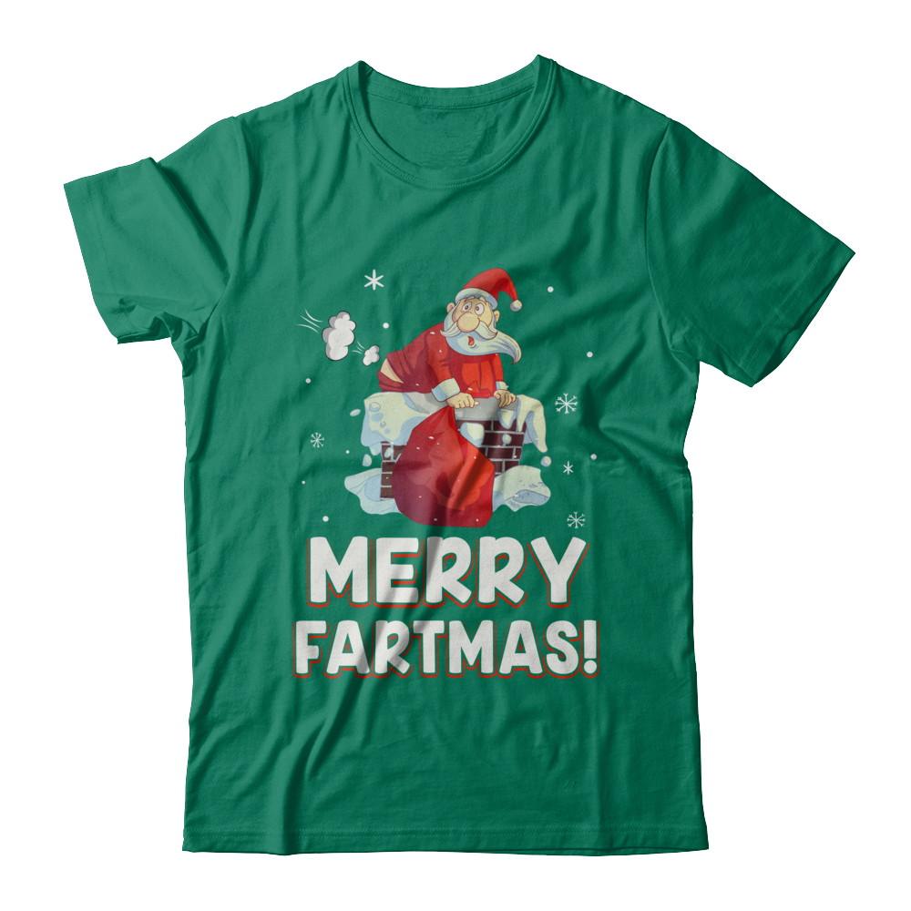 Funny Merry Fartmas Santa Claus Farting Christmas-T-Shirt & Sweatshirt-Classic T-Shirt-Kelly Green