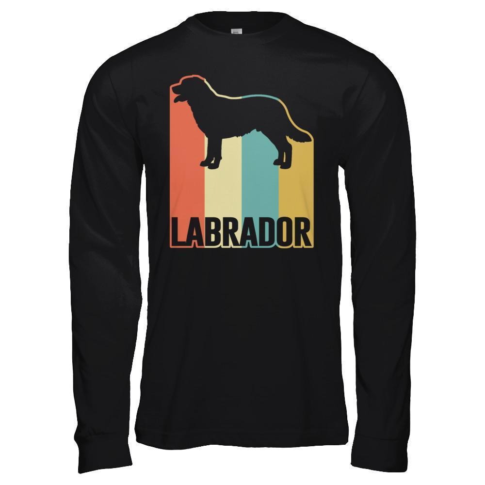 Classic Vintage Retro Style Labrador Dog-T-Shirt & Hoodie-Long Sleeve T-Shirt-Black
