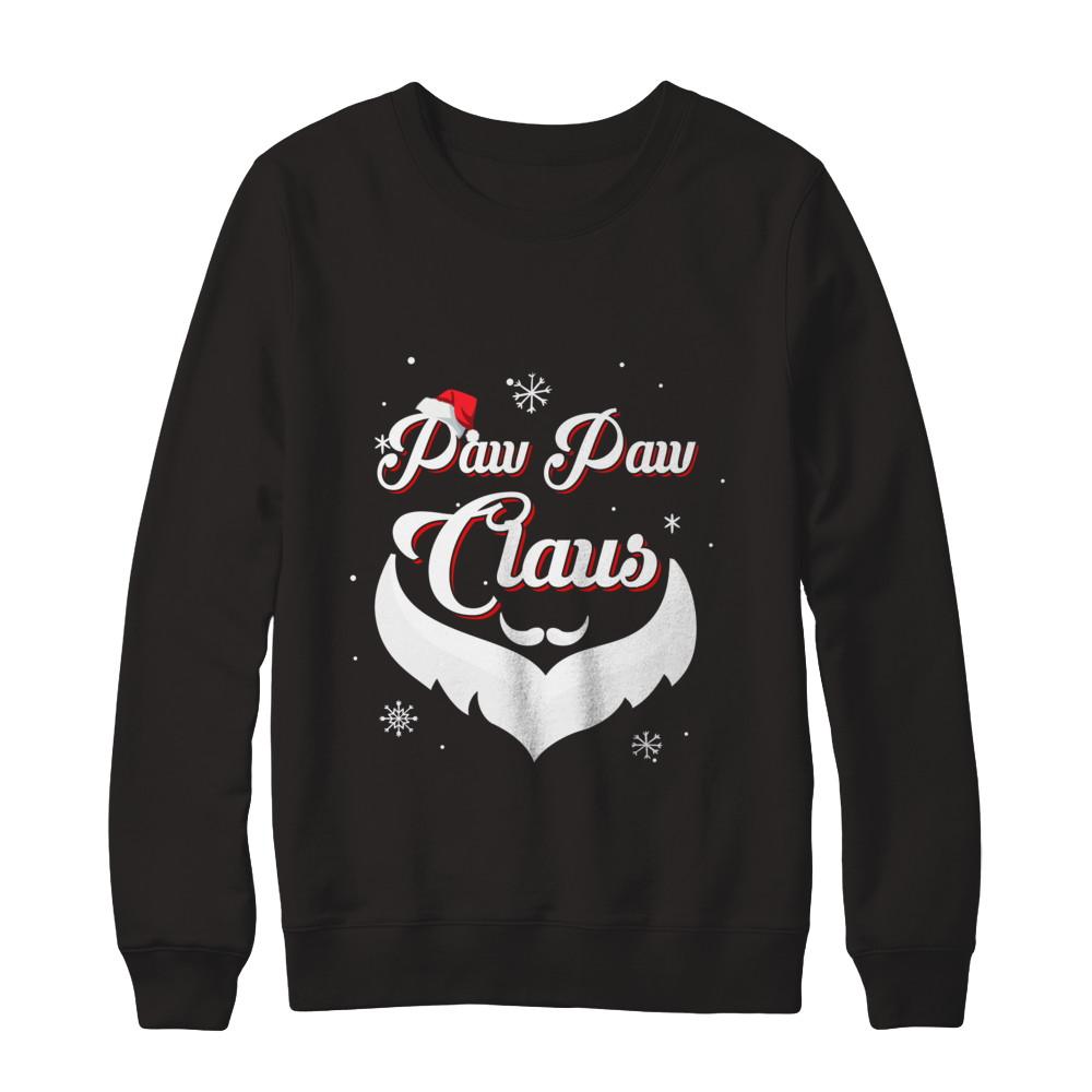 Santa Beard Matching Christmas Pajamas Paw Paw Claus-T-Shirt & Sweatshirt-Crewneck Sweatshirt-Black