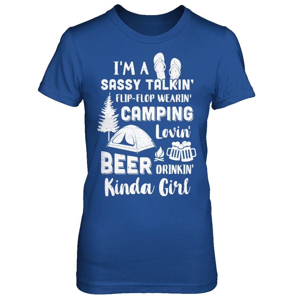 Sassy Talking Flip-Flop Camping Beer Kinda Girl-T-Shirt & Hoodie-Women's T-Shirt-Royal