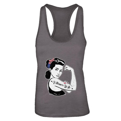4Th Of July Veteran's Wife From Husband Army-T-Shirt & Tank Top-Women's Ideal Racerback Tank-Dark Grey