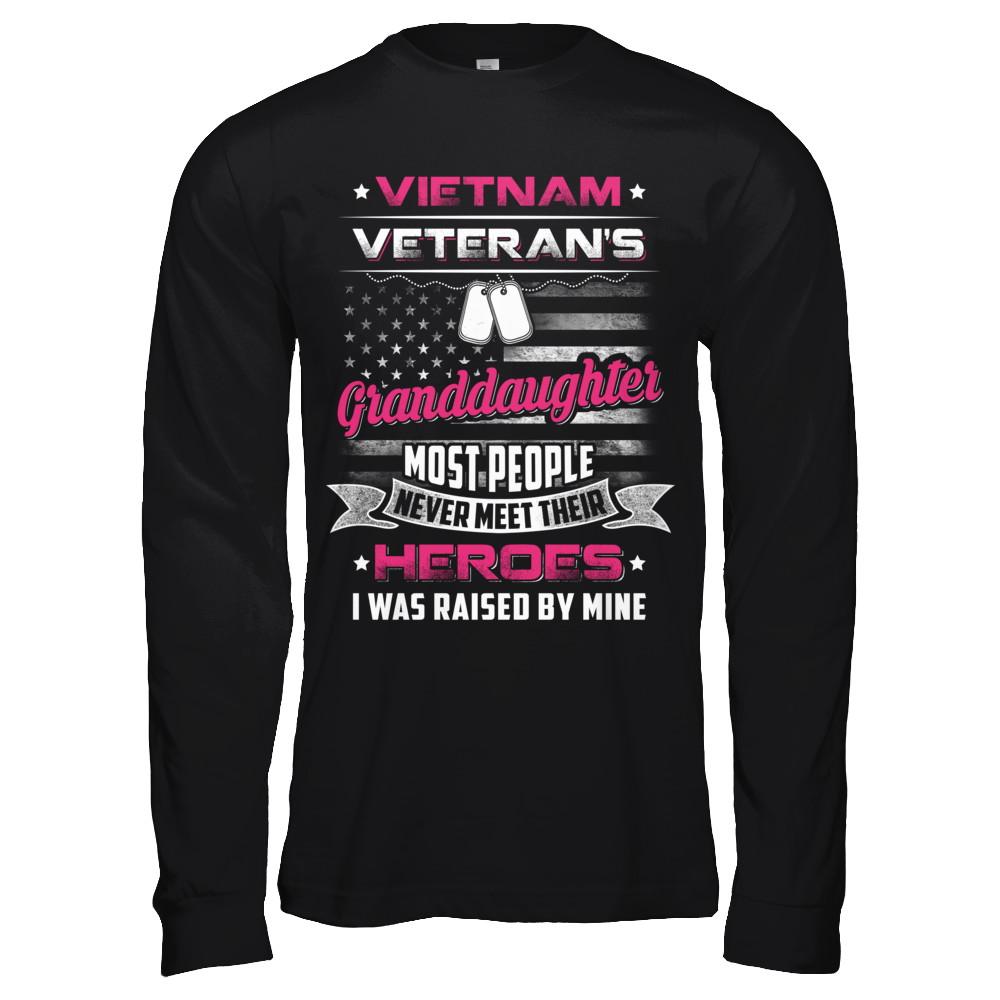 Vietnam Veteran's Granddaughter I Was Raised By Mine-T-Shirt & Hoodie-Long Sleeve T-Shirt-Black