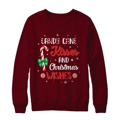 Candy Cane Kisses And Christmas Wishes Gifts-T-Shirt & Sweatshirt-Crewneck Sweatshirt-Maroon
